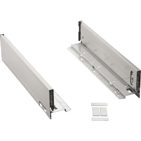 BLUM Schubkastenzargen LEGRABOX pure Edelstahl mit Anti-Fingerprint inkl. Abdeckkappen 770M6502I Nennlänge 650 mm, Systemhöhe M 90,3 mm
