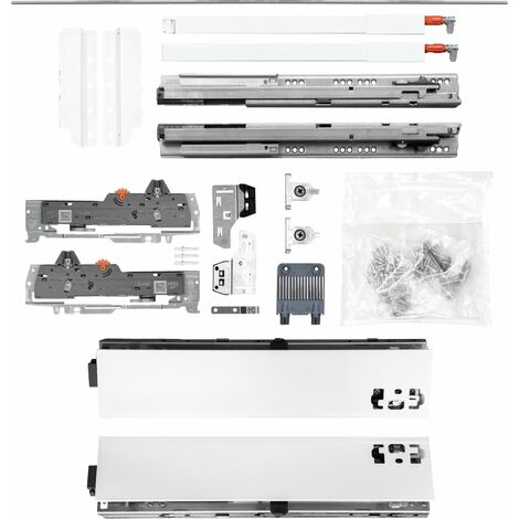BLUM Schubladenschienen TANDEM-Höhe 83 m. Reling 195mm 65kg, NL500 weiß KB1400mm