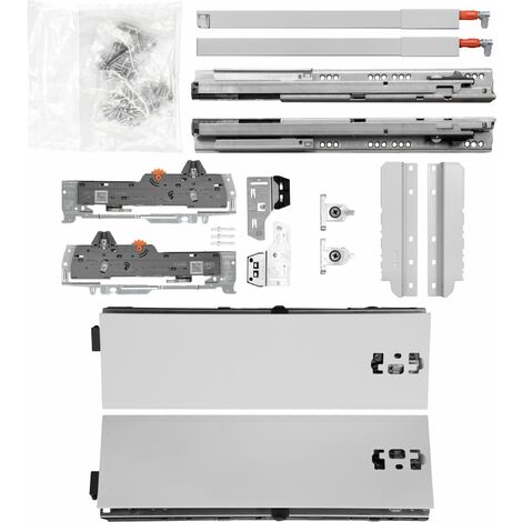 BLUM Schubladenschienen TANDEM SET Zargenhöhe 115mm inkl. Reling 227mm, mit TIP-ON BLUMOTION, 30kg, NL600mm, grau, bis KB600mm