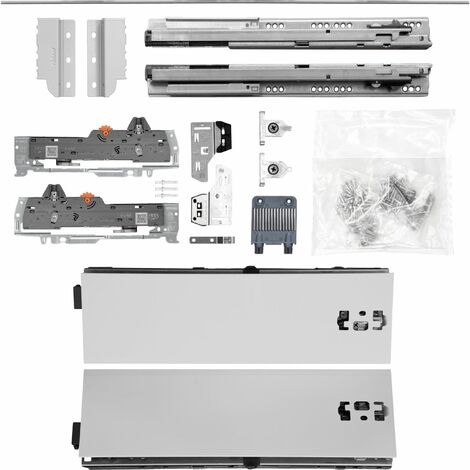 BLUM Schubladenschienen TANDEM SET Zargenhöhe 115mm, mit TIP-ON BLUMOTION Einheit, 30kg, NL450mm, grau, bis max. KB1400mm
