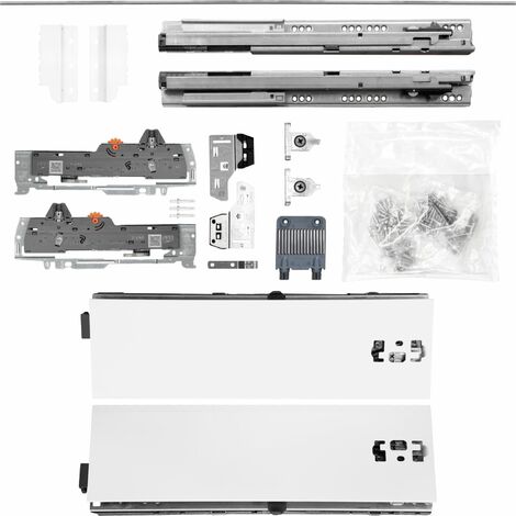 BLUM Schubladenschienen TANDEM SET Zargenhöhe 115mm, mit TIP-ON BLUMOTION Einheit, 30kg, NL450mm, Seidenweiß, bis max. KB1400mm
