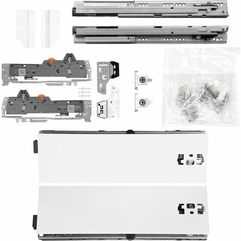 BLUM Schubladenschienen TANDEM SET Zargenhöhe 115mm, mit TIP-ON BLUMOTION Einheit, 30kg, NL600mm, Seidenweiß, bis KB600mm