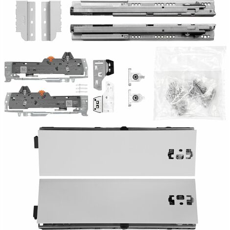 BLUM Schubladenschienen TANDEM SET Zargenhöhe 115mm, mit TIP-ON BLUMOTION Einheit, 65kg, NL600mm, grau, bis KB600mm
