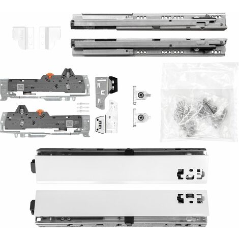 BLUM Schubladenschienen TANDEM SET Zargenhöhe 68mm, mit TIP-ON BLUMOTION Einheit, 30kg, NL400mm, Seidenweiß, bis KB600mm