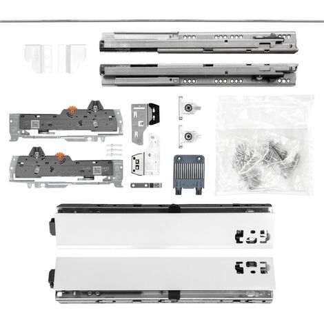 BLUM Schubladenschienen TANDEM SET Zargenhöhe 68mm, mit TIP-ON BLUMOTION Einheit, 30kg, NL500mm, Seidenweiß, bis max. KB1400mm