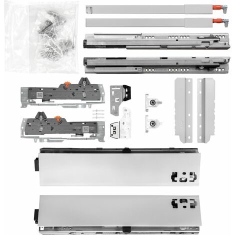BLUM Schubladenschienen TANDEM SET Zargenhöhe 83mm inkl. Reling 227mm, mit TIP-ON BLUMOTION, 30kg, NL550mm, grau, bis KB600mm