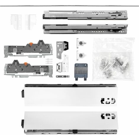 BLUM Schubladenschienen TANDEM SET Zargenhöhe 83mm, mit TIP-ON BLUMOTION Einheit, 20kg, NL300mm, Seidenweiß, bis max. KB1400mm