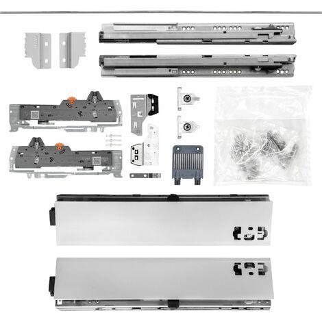 BLUM Schubladenschienen TANDEM SET Zargenhöhe 83mm, mit TIP-ON BLUMOTION Einheit, 30kg, NL600mm, grau, bis max. KB1400mm