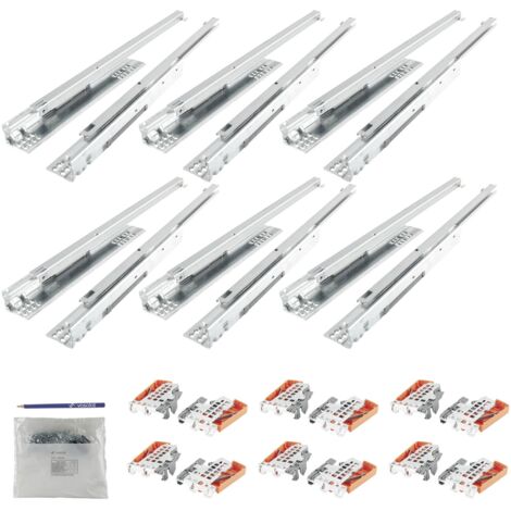 Blum Tandem Teilauszug Set, Schubladenauszug 600mm Blumotion mit praktischer Blum Kupplung, Schubladenführung Tragkraft 30kg - 6 Paar Schubladenschienen mit Kupplung