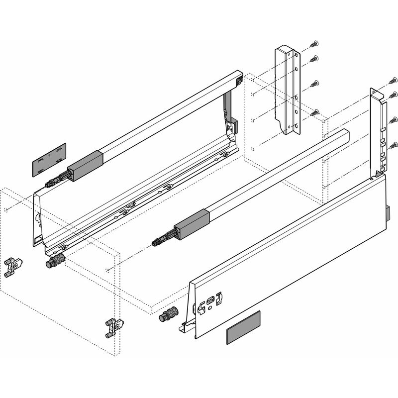 Tandembox antaro D-Reling(K) Schubladenschienen-Set 1 Paar, 65kg 500mm Vollauszug otion, grau - Blum