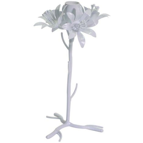 Blumen-Kerzenhalter aus weißem Metall, cmø12h22