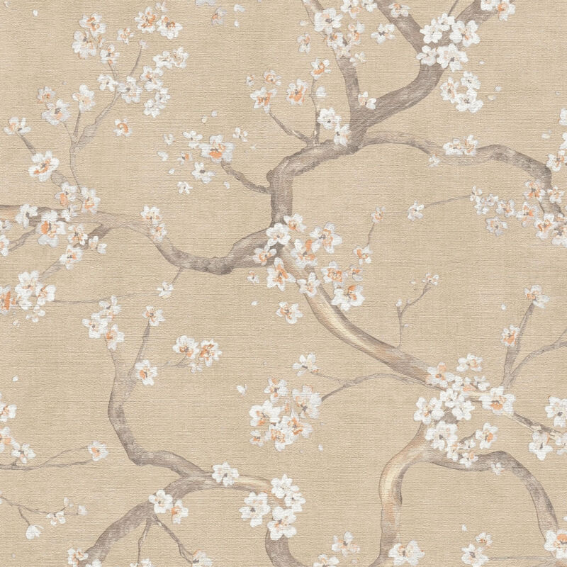 Blumen Tapete Profhome 781992 Heißgeprägte Vliestapete Strukturiert Mit Floralen Ornamenten Matt Beige Creme-weiß Grau-braun Pastell-orange 5, 33