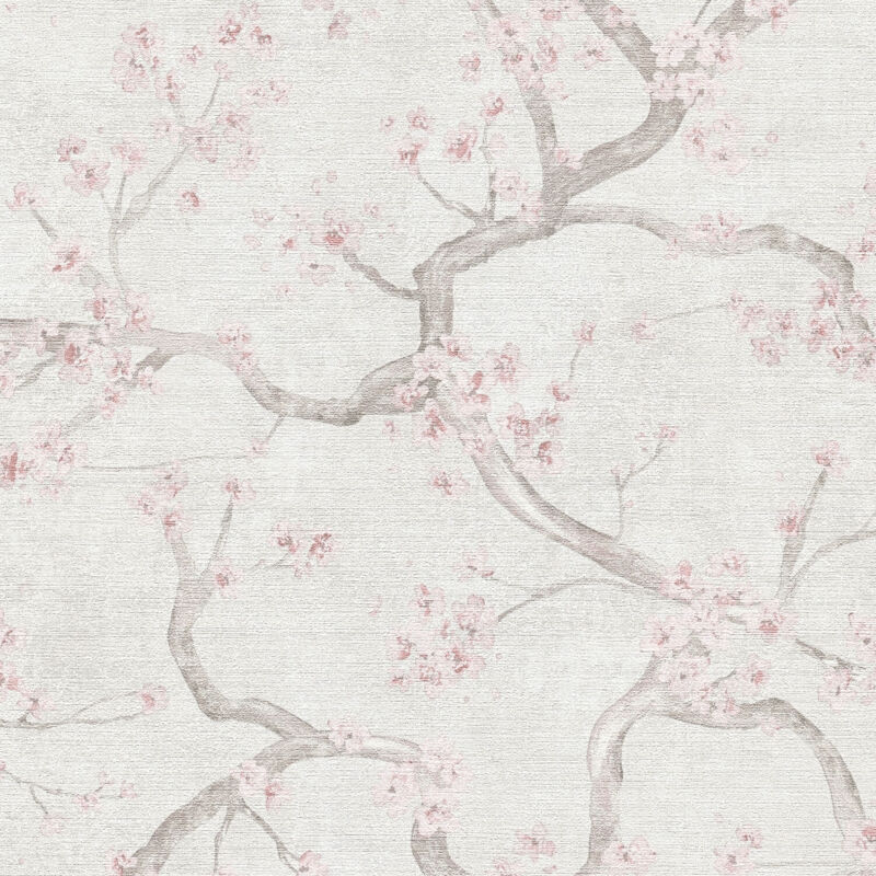 Blumen Tapete Profhome 781995 Heißgeprägte Vliestapete Strukturiert Mit Floralen Ornamenten Matt Creme Rosa Beige-grau Creme-weiß 5, 33 M2