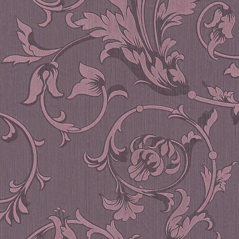 Profhome - Textiloptik Tapete 956335 Textiltapete Strukturiert Mit Blumen-muster Matt Violett 5, 33 M2