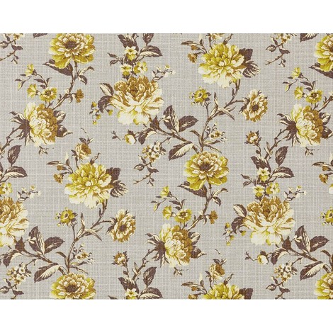 Blumen Tapete Vlies Edem 603 91 Xxl Blumentapete Floral Textilstruktur Muster Mit Blattern Retro Look Grau Grun Braun 10 65 Qm Versailles 603 91