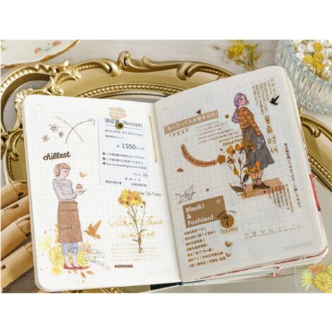 Blumenetiketten – 30 Stück, einzigartige und exquisite florale Dekorationstrends für Notizbücher, süßes Sonnenuntergangsdesign – ästhetisches Papier