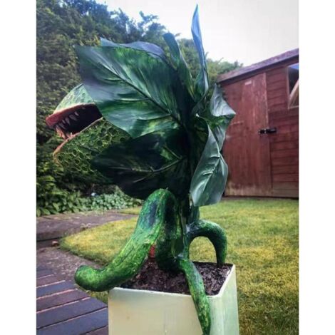 Blumenfigur aus grünem Kunstharz für Halloween, schicke Dekoration für Garten oder Innenräume, Maße 16 x 10 x 8 cm