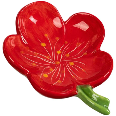 Blumenförmige Keramik-Seifenschale, 1 Stück – selbstentleerend, Weiß/Rosa/Rot/Gelb, 14 x 5 cm