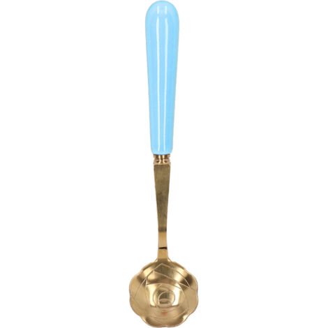 Blumenförmiger Teelöffel aus Edelstahl, ideal für Desserts, Eiscreme und Getränke, blauer Griff