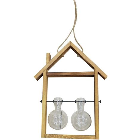 Blumenhalter aus Holz mit Glas 2 Plätze cm25x6,5h30