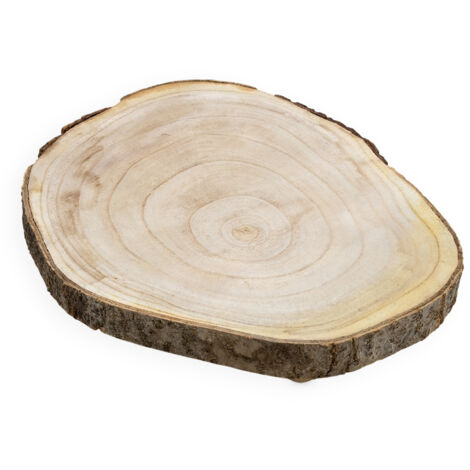 Blumenhocker aus Baumscheibe mit Rinde - Ø 33 cm - Holz Deko Pflanzenteller rund natur auf 3 Füßen