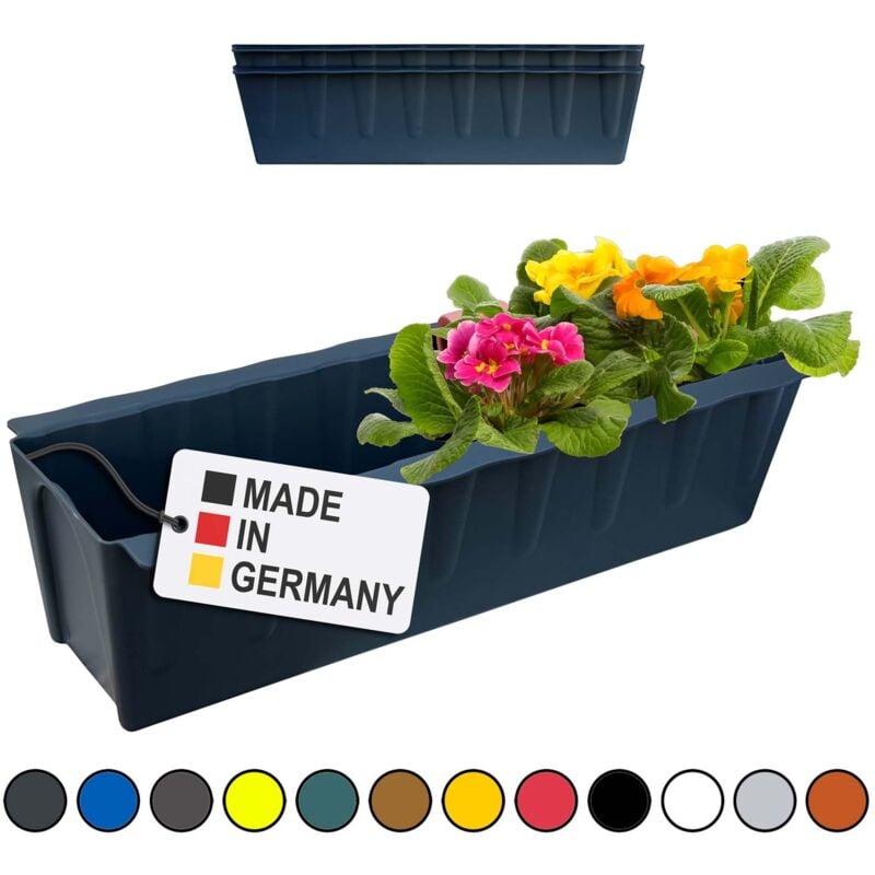 Hossi's Wholesale - 2 Euro-Paletten Blumenkästen-Einsätze 37,3cm Anthrazit Pflanzkasten für Europalette Palette Balkonkasten Blumentopf aus stabilen