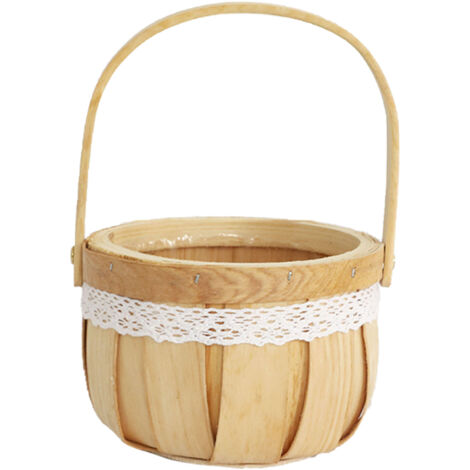 Blumenkorb aus Holz mit Kunststoffauskleidung – Größe 20 x 15 x 13 cm, hellbraune Farbe, Gewicht 420 g