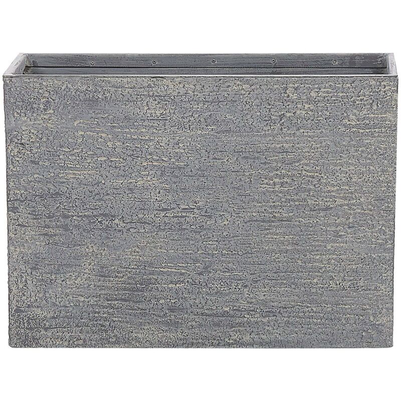 Beliani Blumentopf Grau Steingemisch Rechteckig 29x70x50 Cm Modern Gartenaccessoires Gartenzubehör Gartendekoration