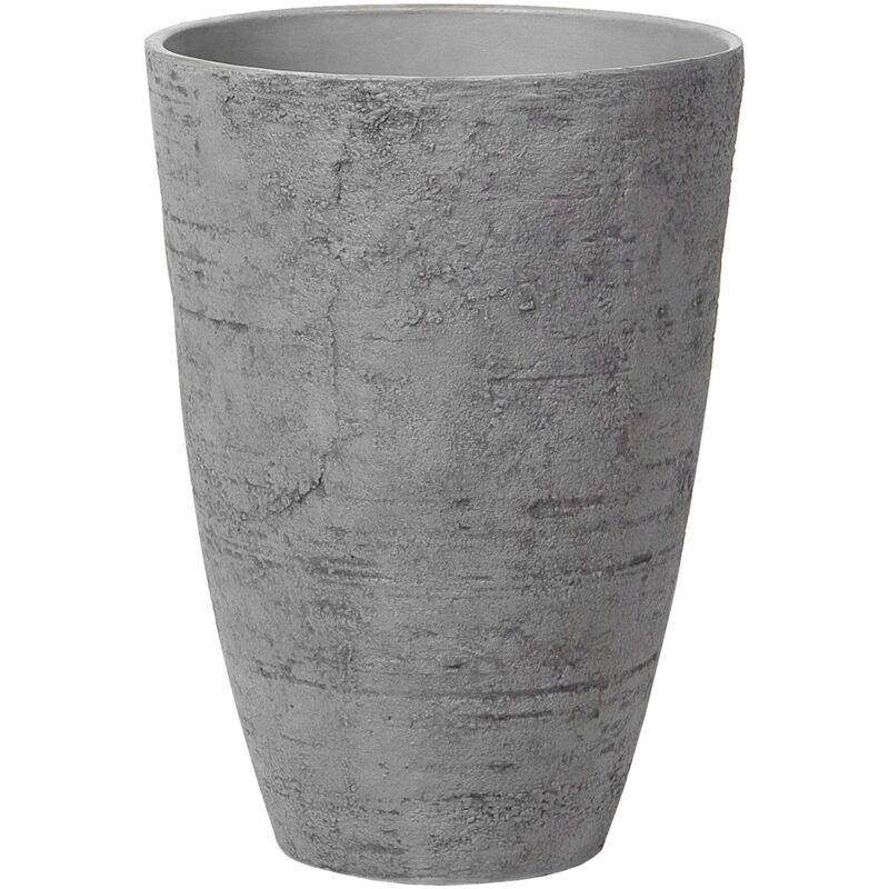 Beliani - Blumentopf Grau 43 X 43 X 60 Cm Steingemisch Mit Schlanker Form Rund Modernes Design