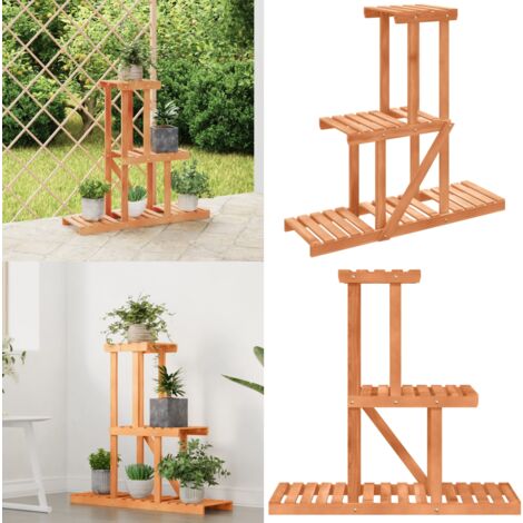 Blumenständer 81x25x75,5 cm Massivholz Tanne - Holzpflanzenständer - Tannenzapfenständer - Blumenträger - Gartendeko - Outdoormöbel - Home & Living