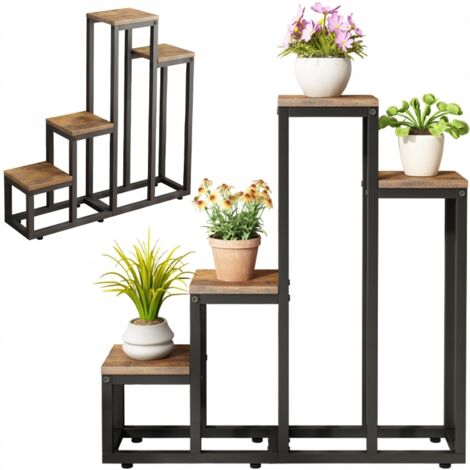 Blumenständer Pflanzen Blumen Töpfe rustikal Regal 4 Ebenen Loft