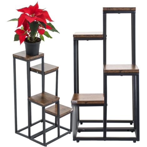 Blumenständer, Regal für Blumen, Pflanzen, Töpfe, freistehend, 4 Ablagen, Dachboden