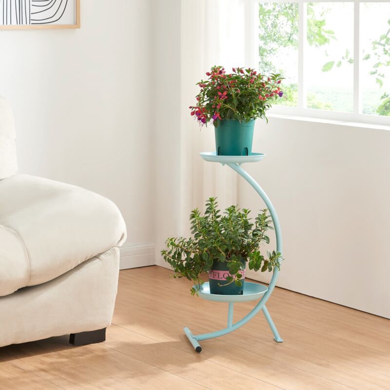 [en.casa] - Blumenständer Aalten 61, 5x30x25cm Metall Hellblau