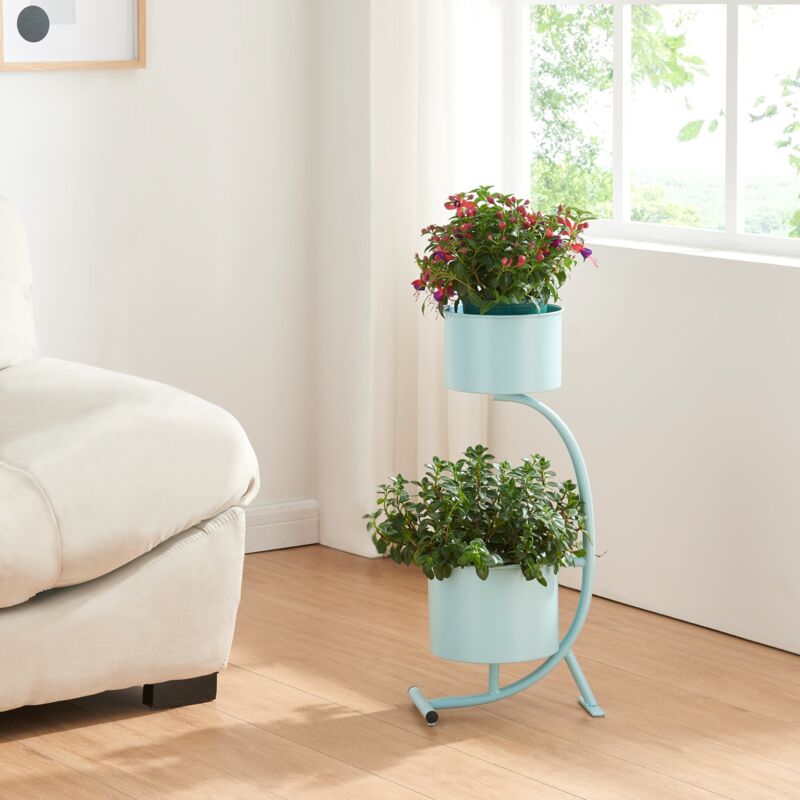 Blumenständer Almelo 63x29x21cm Metall Hellblau [en.casa]