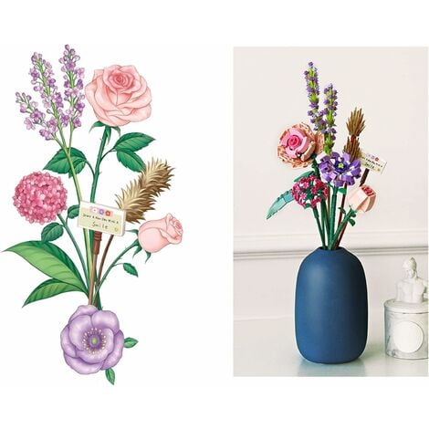 Blumenstrauß-Bausteine,Kreative Mini-Blumen-Kunstblumensammlung,Lons Blumenstrauß,Künstliche Blumen,Botanische Sammlung—BR-Vie