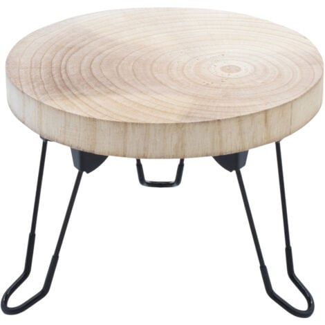 Blumenteller Baumscheibe mit 3 Metall Füßen - 23 cm - Holz Blumenhocker mit 3 Beinen