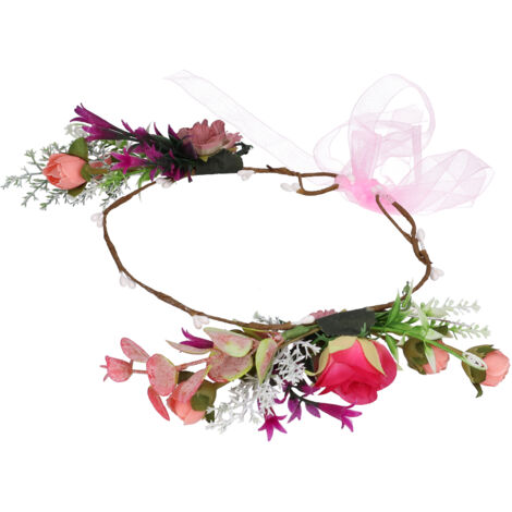 Blumentiara für die Braut, eleganter Rosenkranz, festlicher Kopfschmuck, romantisches Haarband für Hochzeiten und festliche Anlässe.