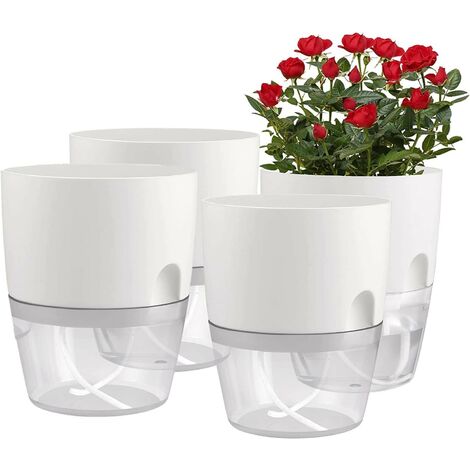 Blumentopf - Blumentopf für den Außenbereich, Set mit 4 Töpfen, weiß