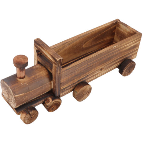 Blumentopf in Zugform aus Holz, belüftete Gartendekoration für Sukkulenten, Büro und Zuhause