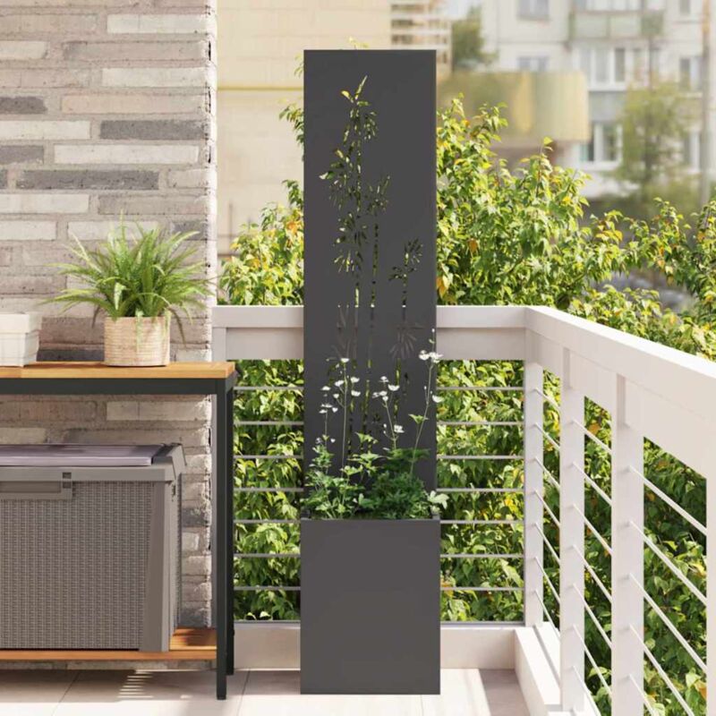 Blumentopf Mit Dekorativem Paneel Schwarz 32 X 140 Cm Vidaxl
