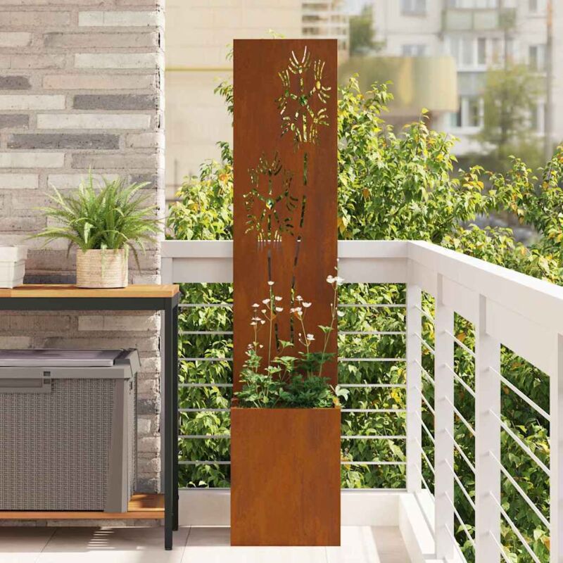 Blumentopf Mit Dekorativem Paneel Rostig 32 X 140 Cm Vidaxl