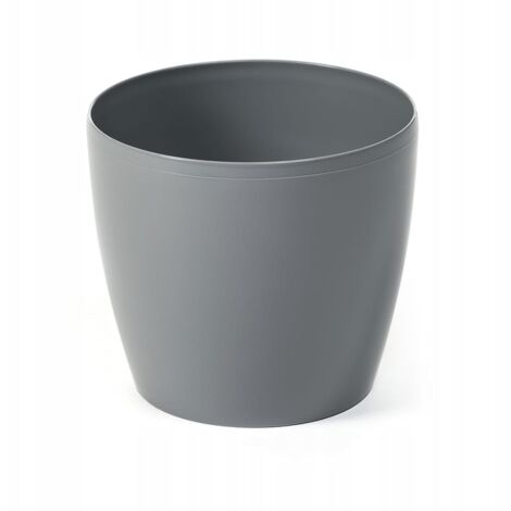 Blumentopf mit Kunststoffdeckel, grau, 12 cm, Magnolie