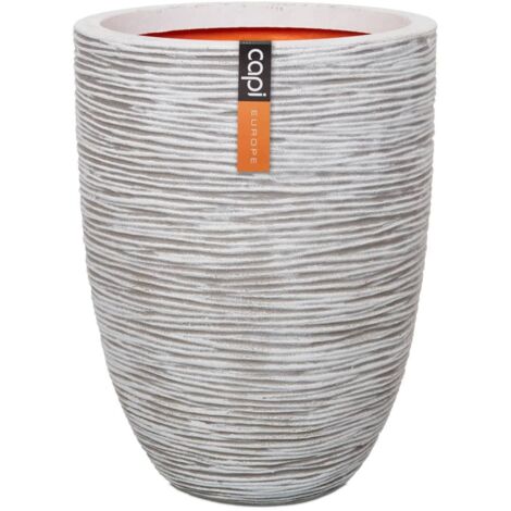 Blumentopf Nature Rib Elegant Niedrig 36x47 cm Elfenbein KOFI782 Capi