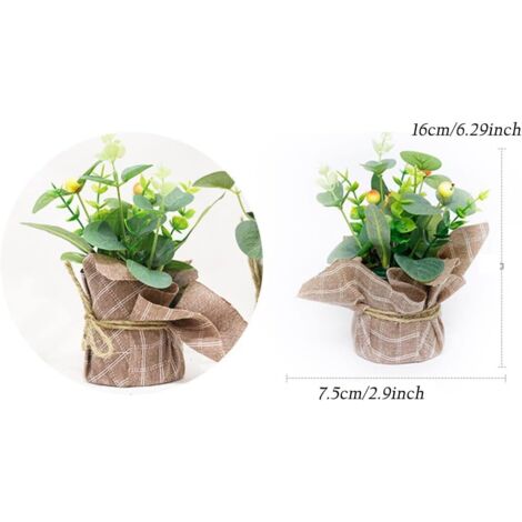 Blumentopf zur Hochzeitssimulation, künstliches Blumenornament, künstliche Topfpflanze, künstliche Topfpflanzen, Kunstgras, für Büro und Zuhause (Beige), 4 Stück