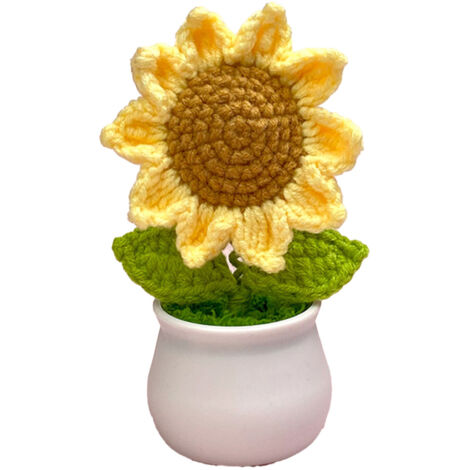 Blumentopfdekoration: Sonnenblume aus Kunstfasern (1 Stück, gewebte Ausführung, PE-Beutel enthalten)