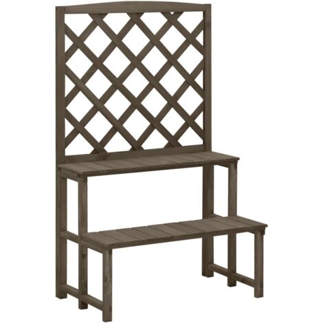 Blumentreppe mit Rankgitter Grau 70x42x115cm Massivholz Tanne CFW147038