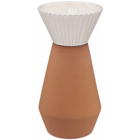 Blumenvase ALICANTE,
Terrakotta mit Weiß, 22 cm