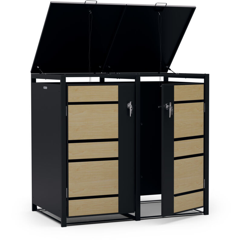 Abri de jardin élegant pour poubelle tri selectif 60 l/120 l/240 l - Ouverture par le haut et en façade, serrure à cle, convient aussi pour poubelle de salle de bain - Blumfeldt