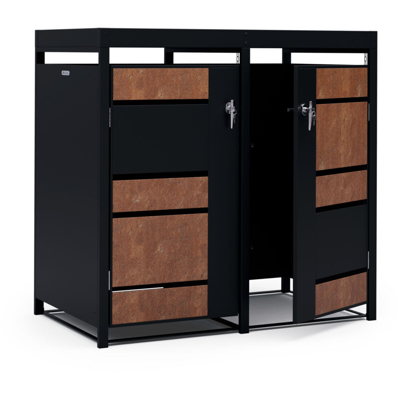 Blumfeldt - Abri de jardin pour poubelle tri selectif 60 l/120 l/240 l avec ouverture haut et avant, serrure a cles, design elegant - ideal comme