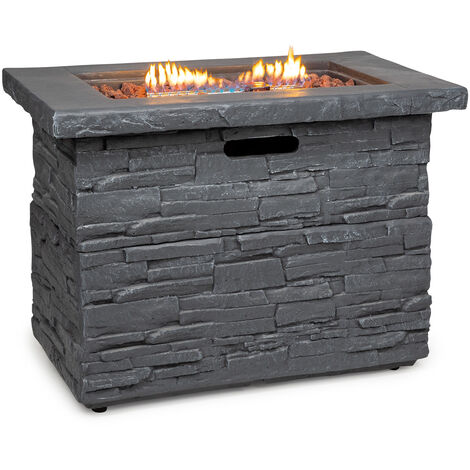 Blumfeldt Anafi Gas-Feuerstelle, Heizstrahler Gas mit 40.000BTU/13kW, Feuerstelle mit Abdeckung, Edelstahlbrenner, Heizstrahler & Feuerstellen, hellgrau